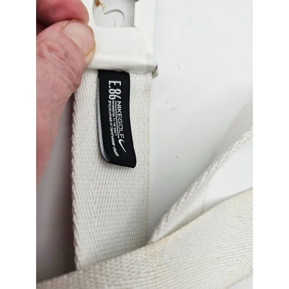 Nike Golf Web Belt White Adjustable Metal Swoosh Buckle Style 11113 OS